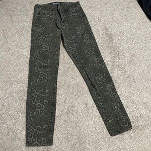 Army green leopard print skinny jeans